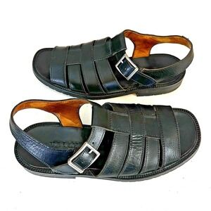 Vintage Bally‎ Giardinetto Mens Black Leather Fisherman Sandals Made in Italy 11